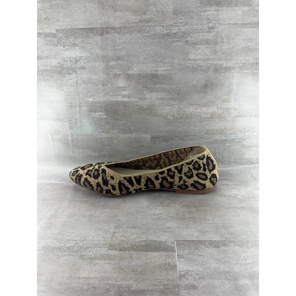 Skechers Cleo Bewitched Leopard Print Stretch Flats 44886 Tan Black Women Sz 9.5